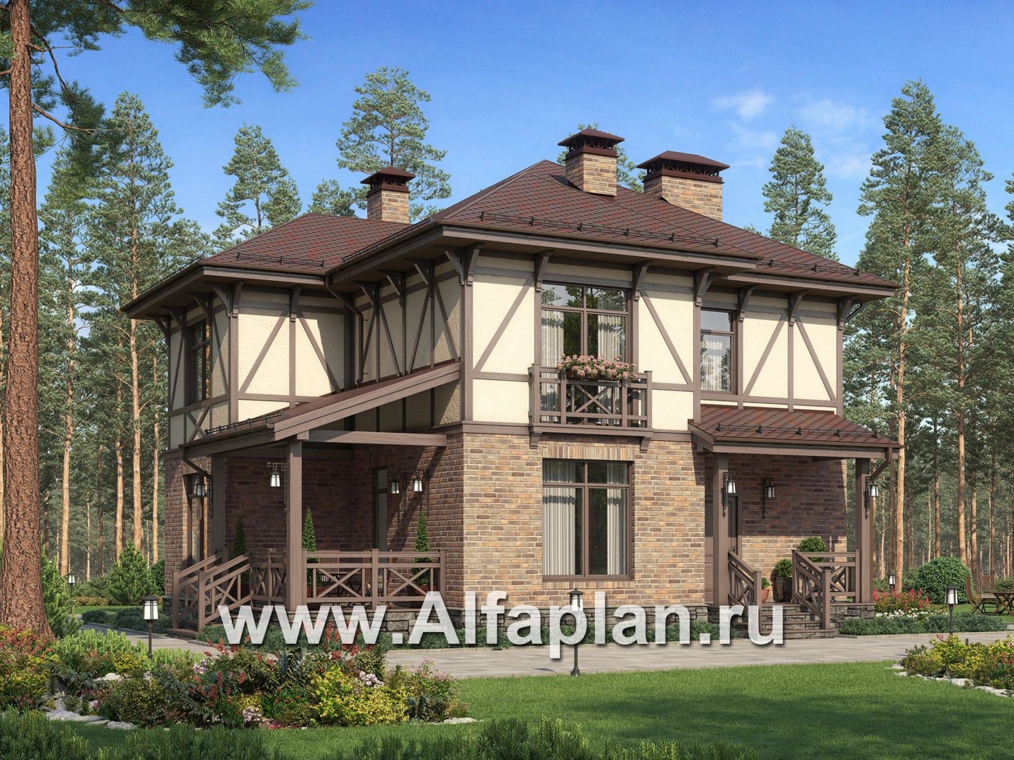 Проекты домов Альфаплан - Удобный двухэтажный дом для большой семьи - основное изображение