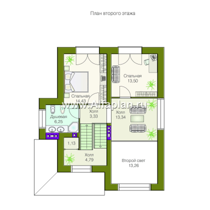 Проекты домов Альфаплан - Дом из газобетона «Индиго» - превью плана проекта №3