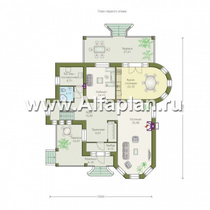 Проекты домов Альфаплан - «Пенаты» - дом с богатой живописной архитектурой - превью плана проекта №1