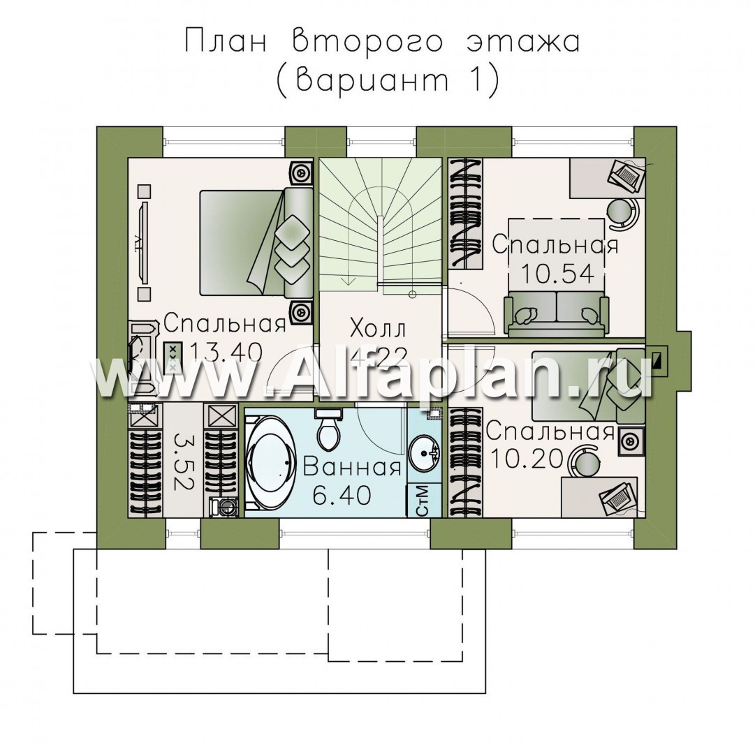 Проекты домов Альфаплан - Двухэтажный дом из кирпича «Карат» - план проекта №2
