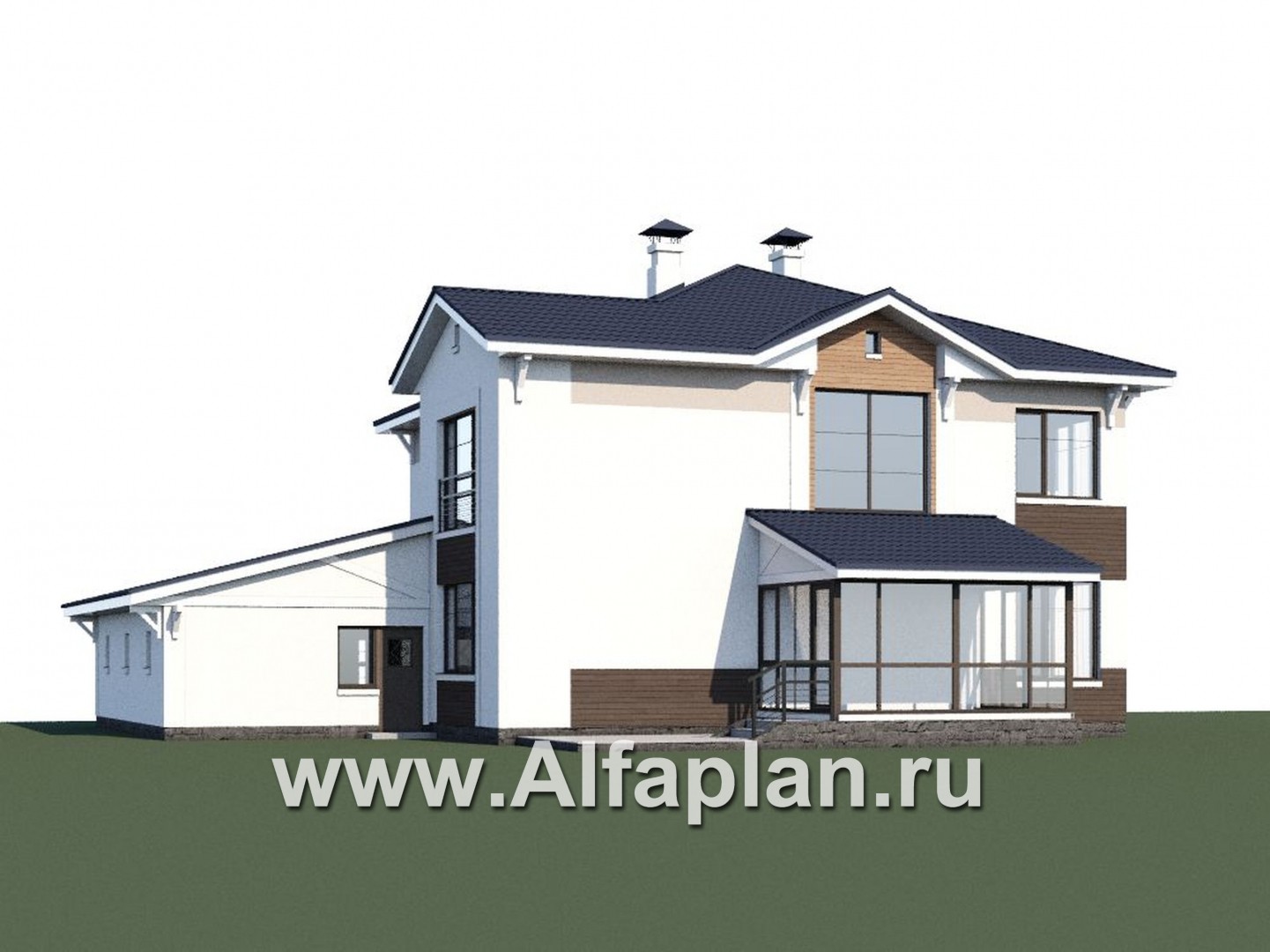 Проекты домов Альфаплан - «Мелодия света» - коттедж эффектными интерьерами и большим гаражом - дополнительное изображение №1