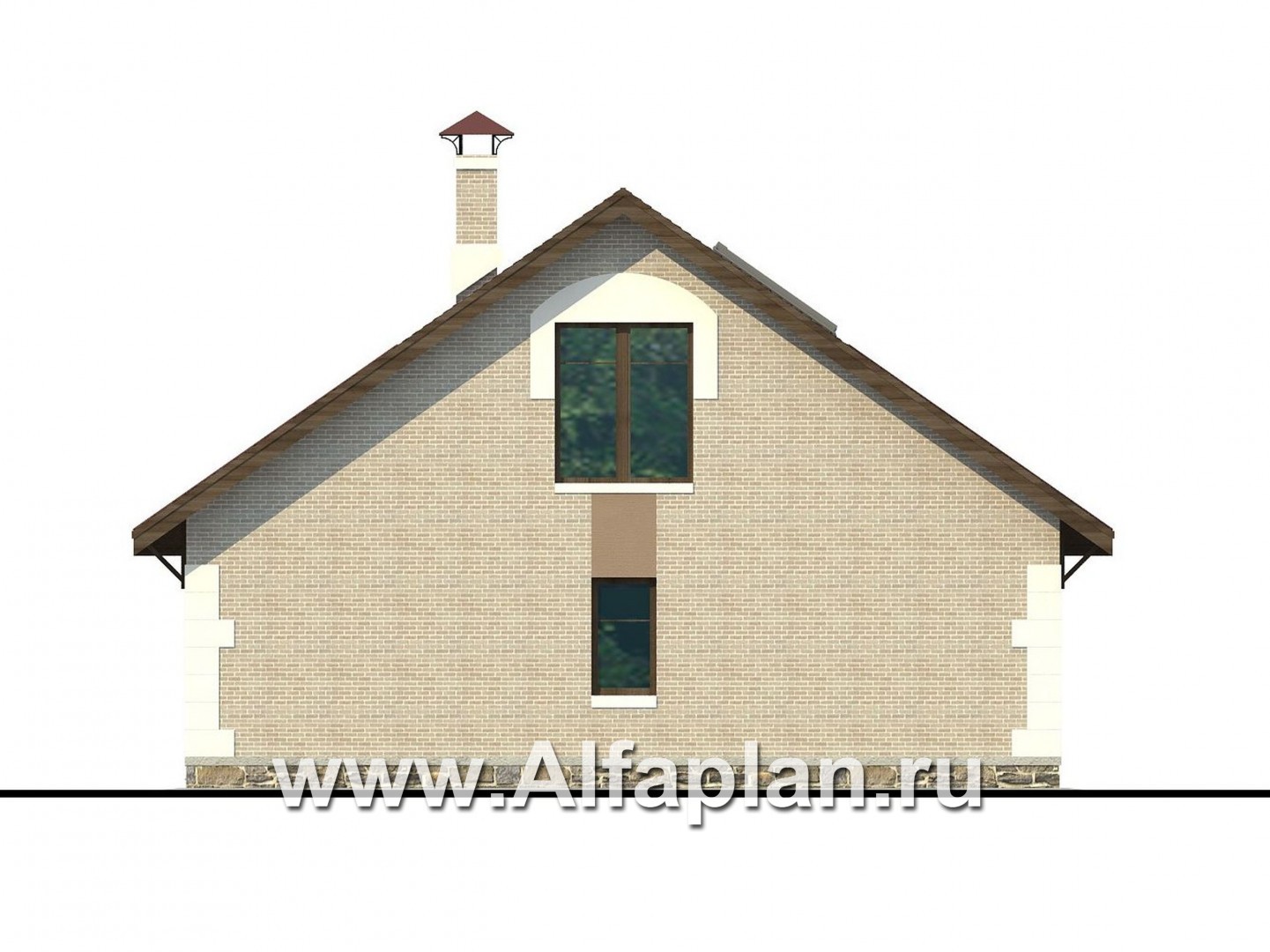 Проекты домов Альфаплан - «Замечательный сосед» - небольшой дом с верандой и студией в мансарде - изображение фасада №4
