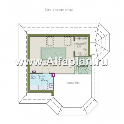 Проекты домов Альфаплан - Дом для отдыха со студией в мансарде - превью плана проекта №2