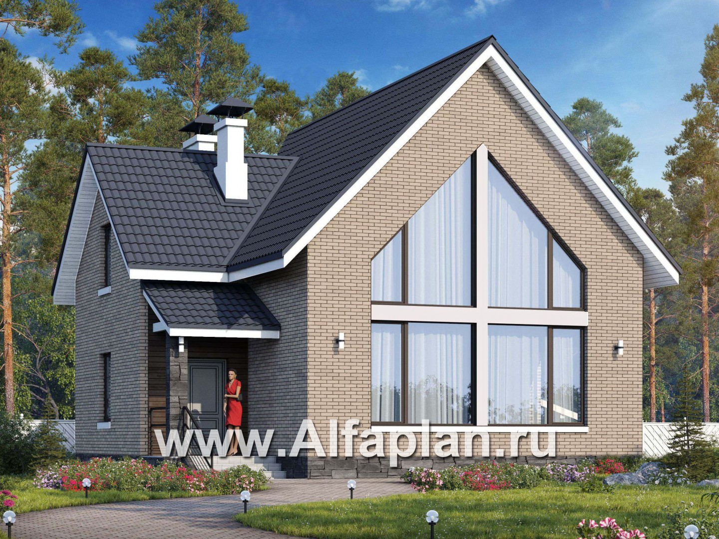 Проекты домов Альфаплан - «Сапфир» - недорогой компактный дом для маленького участка - основное изображение