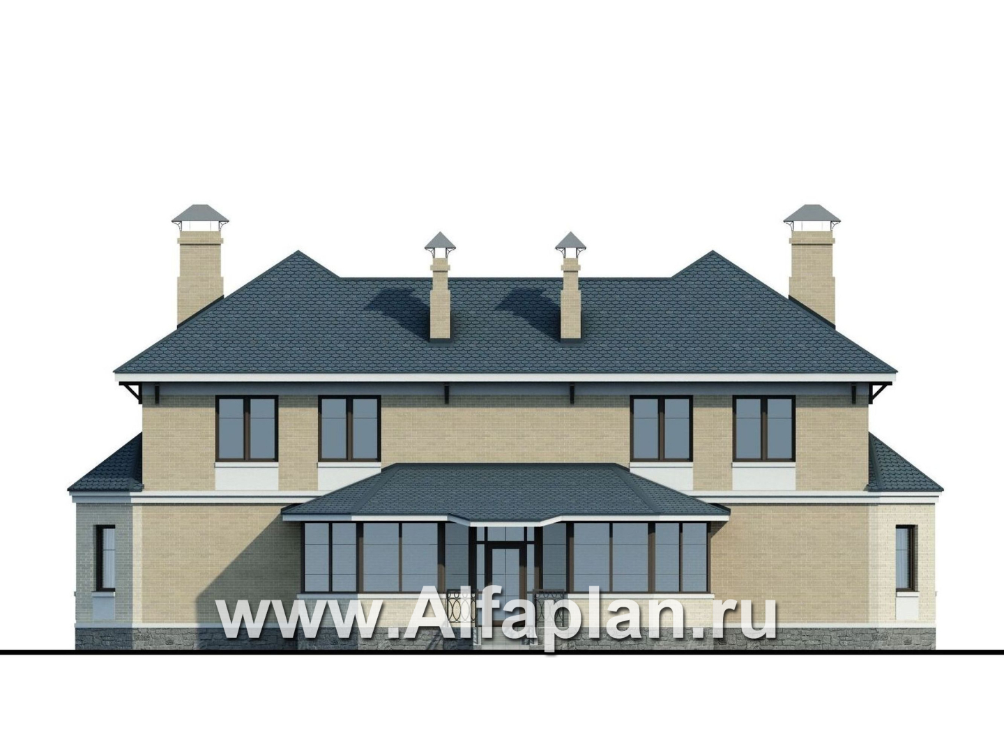 Проекты домов Альфаплан - «Эйваро плюс»- оптимальный коттедж для родственников - изображение фасада №4