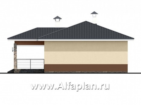 Проекты домов Альфаплан - «Мелета» - компактный и уютный одноэтажный дом с тремя спальнями - превью фасада №4