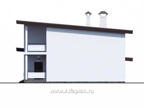 Проекты домов Альфаплан - «Сезанн» - современный стильный коттедж с односкатной кровлей - превью фасада №2
