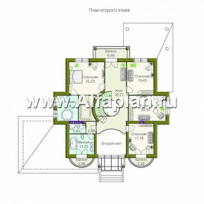 Проекты домов Альфаплан - Вилла «Эдельвейс» - элитный дом в классическом стиле - превью плана проекта №2