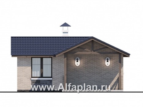 Проекты домов Альфаплан - Небольшая уютная баня с террасой (беседкой) - превью фасада №1