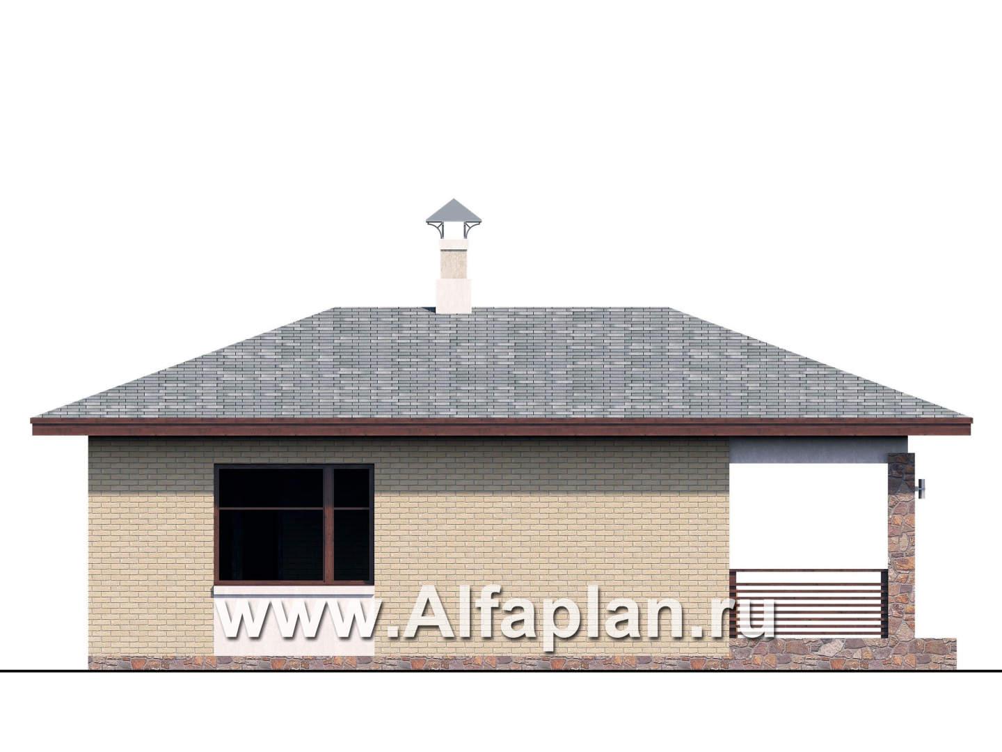 Проекты домов Альфаплан - «Виньон» - дачный дом с большой террасой - изображение фасада №3