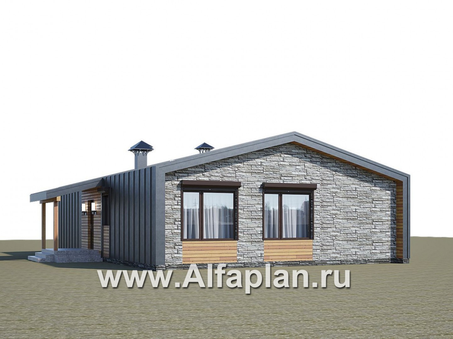 Проекты домов Альфаплан - «Йота» - каркасный дом с сауной - дополнительное изображение №2