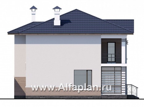 «Знаменка» - проект двухэтажного дома с балконом и с террасой, в современном стиле - превью фасада дома